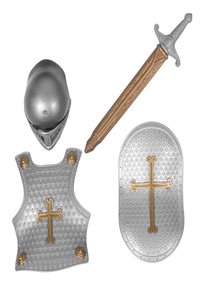 Toddmomy Vintage Roman Armor Costume for Solid Cross Chestplate Shield Helmet and Sword Medieval Knight Dress Up for Boys for Role Play Halloween Larp and Festival Accessories - Image 1