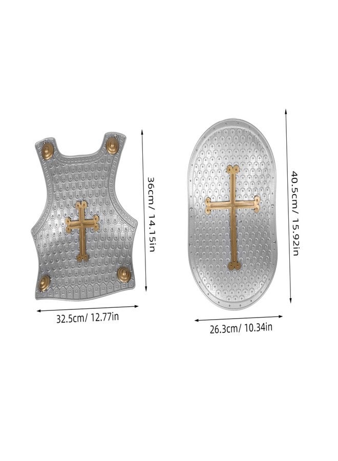 Toddmomy Vintage Roman Armor Costume for Solid Cross Chestplate Shield Helmet and Sword Medieval Knight Dress Up for Boys for Role Play Halloween Larp and Festival Accessories - Image 2