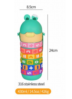 Twisoo Kids Math Learning Water Bottle - 430ml, BPA-Free, Leak-Proof Stainless Steel, Vacuum Insulated with Straw & Strap Green - pzsku/Z3CEA6B7E7F0AF022F0A5Z/45/_/1738163050/1e0edb15-152e-4686-b122-a20dae86b624