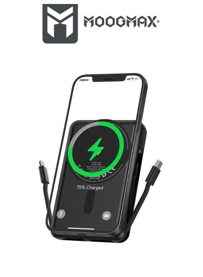 MOOGMAX Magnetic Wireless Power Bank from Tronk Retro Series with 10000mAh Capacity and 22.5W Fast Charging. Portable charger, Type-C charger, wireless charger, power bank, wireless power bank, small power bank, powerful power bank, Joy power bank, power bank. - Image 1