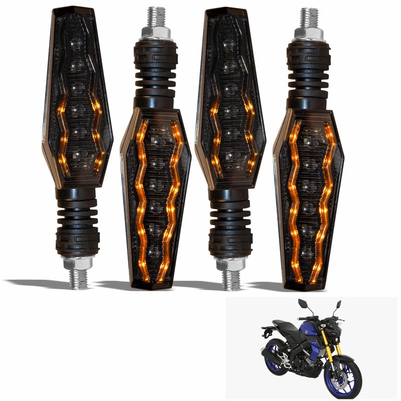 Asryd 12V Sleek Style Bike Led Indicators Amber Color Running Light with Blue DRL- Waterproof (Amber+Blue) For Yamaha MT 15 (Set of 4 Pcs), Black - Image 5