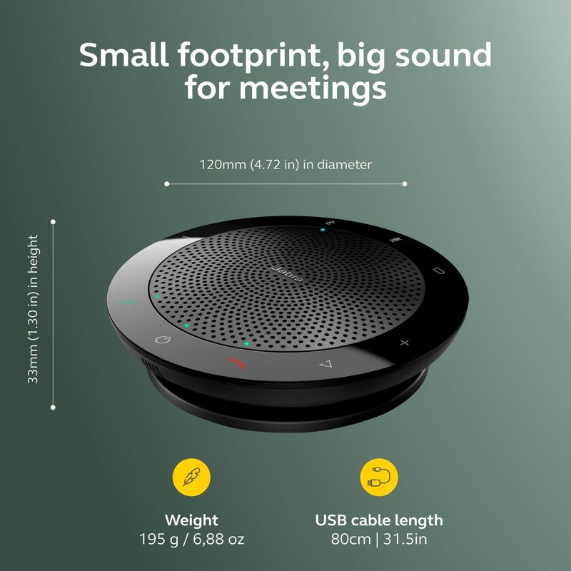 Jabra Speak 510 (2025 Edition) Portable, USB or Wireless Bluetooth Speaker for Meetings and Calls with Crystal-Clear Sound, Works with All Meeting Platforms - Microsoft Teams, Google Meet, Zoom, Black - Image 5