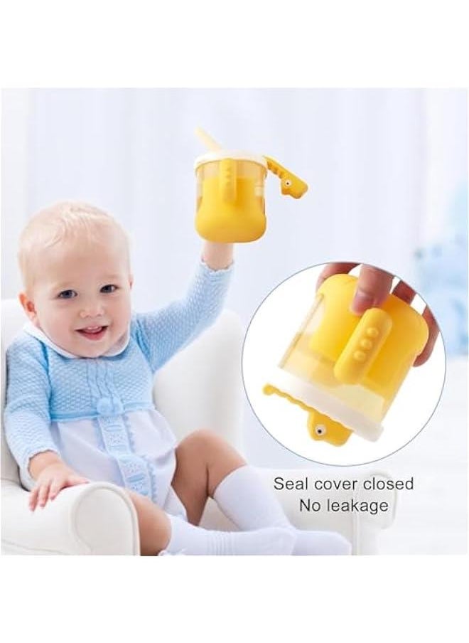 Gonice - Baby Training Cup with Lid and Straw, Free-flow Cup, Transition Sippy Cup and Open Cup with Handles, Spill-Proof, Leak-Proof Soft Silicone Spout Cup 300ML (Yellow) - Image 1