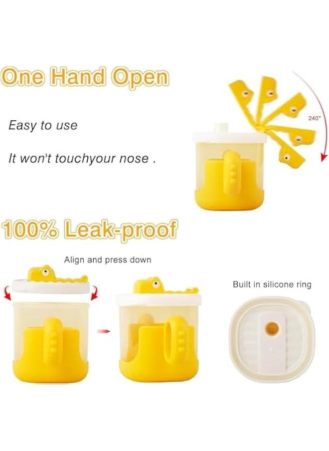 Gonice - Baby Training Cup with Lid and Straw, Free-flow Cup, Transition Sippy Cup and Open Cup with Handles, Spill-Proof, Leak-Proof Soft Silicone Spout Cup 300ML (Yellow) - Image 1