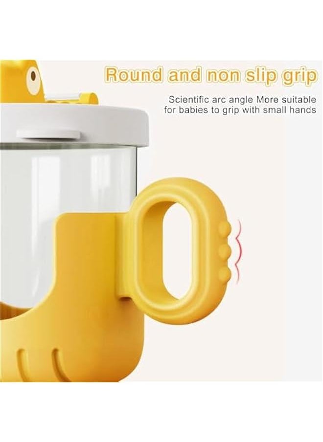Gonice - Baby Training Cup with Lid and Straw, Free-flow Cup, Transition Sippy Cup and Open Cup with Handles, Spill-Proof, Leak-Proof Soft Silicone Spout Cup 300ML (Yellow) - Image 1