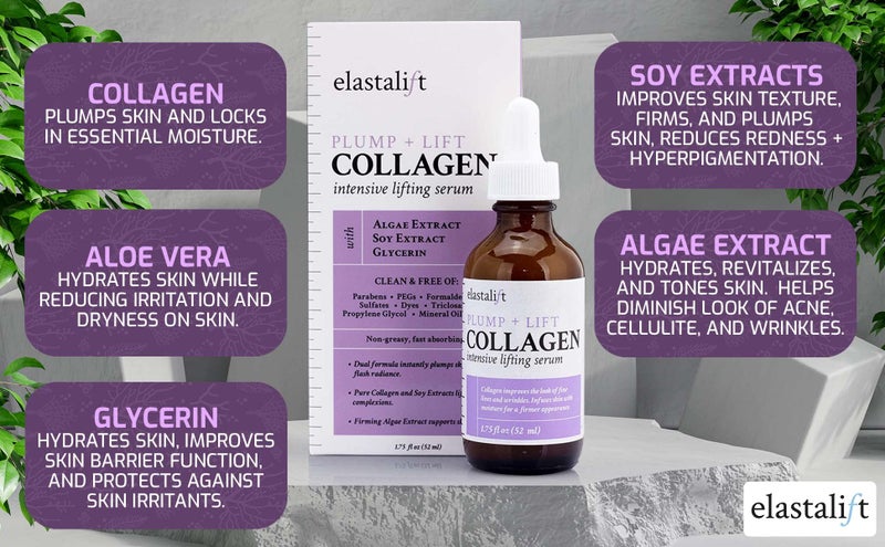 Elastalift Peptide Facial Serum Moisturizer Skin Care Oil For Face, Wrinkles, Fine Lines, & Puffiness. Moisturizing 6X Peptide Concentrate Serum W/Collagen Plumps, Lifts, Evens Skin Tone, 1.75 Fl Oz - Image 2