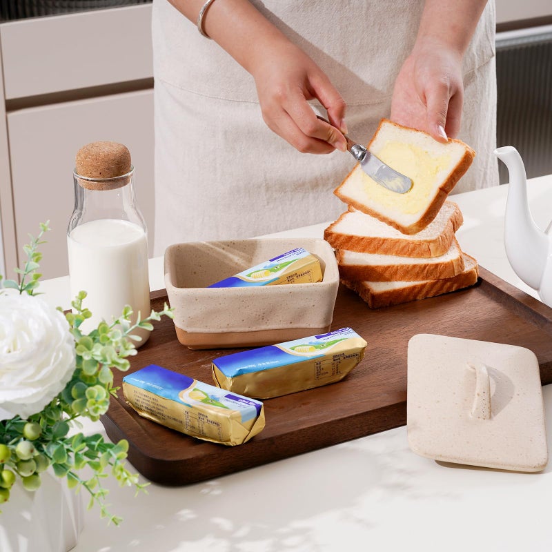 NUTRIUPS Ceramic Butter Dish with Lid for Countertop, Vintage European Butter Holder with Lid, Covered Butter Dish,Holds 1 Stick (Cheese Color, Uniform size) - Image 5