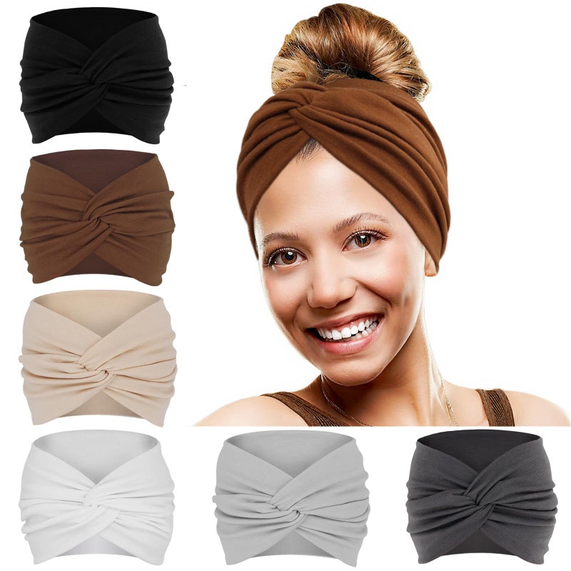 YONUF Wide Headbands For Women Extra Large Headband Twisted Knot Head Bands For Womens Hair Band Turban Accessories 6 Pack
