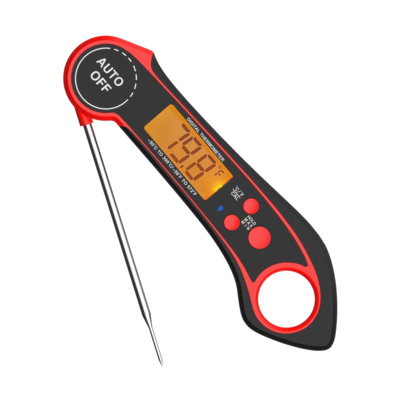 Digital Food Thermometer Backlight Instant Read Meat Thermometer Barbecue BBQ Grill Smoker Thermometer Cooking Baking Oven Thermometer with Foldable Probe - Image 1
