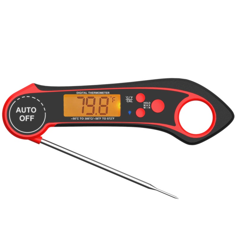 Digital Food Thermometer Backlight Instant Read Meat Thermometer Barbecue BBQ Grill Smoker Thermometer Cooking Baking Oven Thermometer with Foldable Probe - Image 3