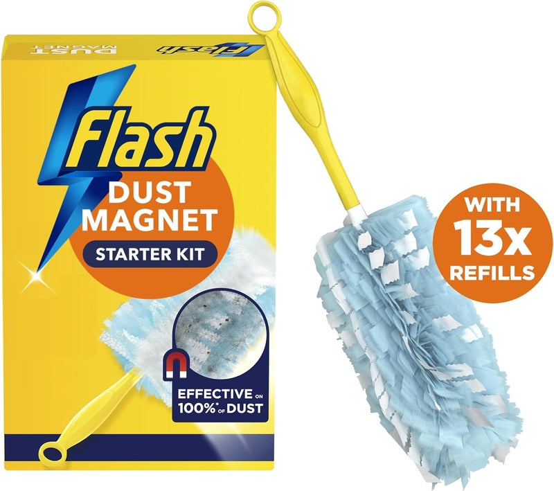 Flash Duster Dust Magnet Starter Kit with 1 Handle and 13 Refills