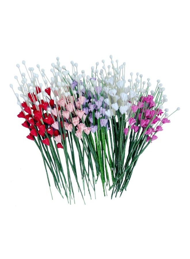 ICRAFY 50 Assorted Tiny Calla Lily Mulberry Paper Flower Bouquet Artificial Craft Scrapbook Accessory DIY, Assorted Color, Size 1.5 cm. - Image 1