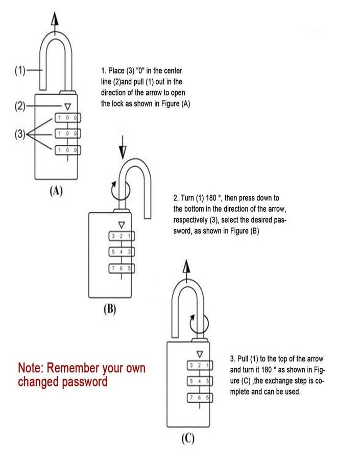 VIVITO 3-Digit Combination Lock for Security - Waterproof Brass Padlock for Luggage, Tool Box, Garden Fence, Locker, Gym, Gate etc.. (Pack of 2) - Image 3
