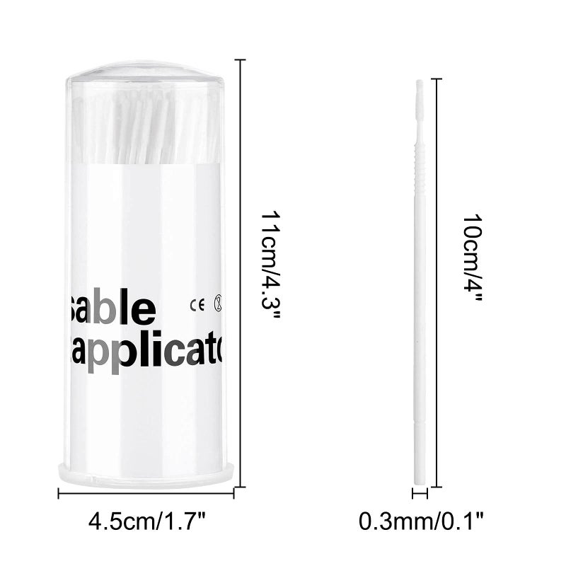 Dming 200 Pieces Disposable Micro Brush Applicator Microswabs for Eyelash Extension Removing Tools, Mini Cotton Swab Brushes for Makeup and Personal Care (White) - Image 2