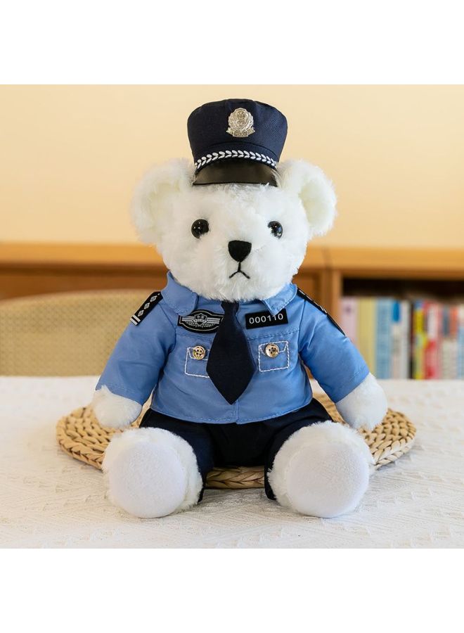 Corn Doll Special Police Bear Police Doll Traffic Police Bear Fire Souvenir Promotional Gifts-Specifications:Police White + Tie-Color:25cm  - Image 1