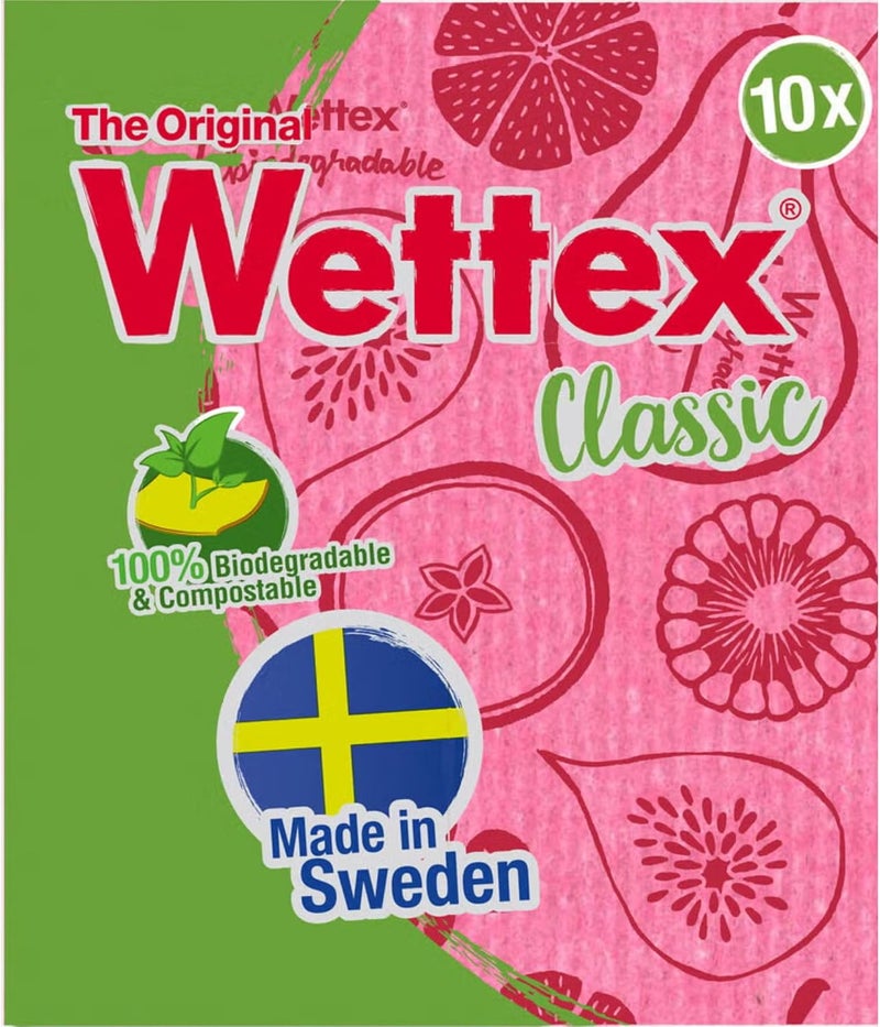 Wettex The Original 10-Pack Swedish Superabsorbent Dishcloth | Reusable Paper Towels, Super Absorbent Sponge Cloths, Washable Dish Cloths, Biodegradable, Made in Sweden, Assorted Colors - Image 1