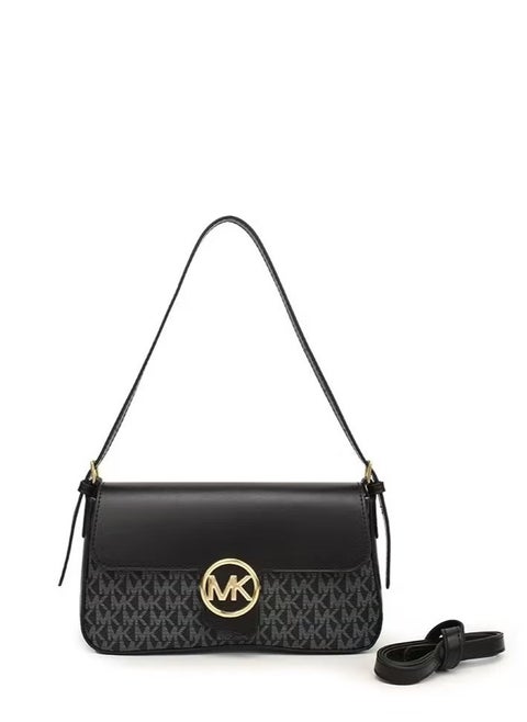 MK  Black Stylish Simple Print Shoulder Bag 26*6*14cm