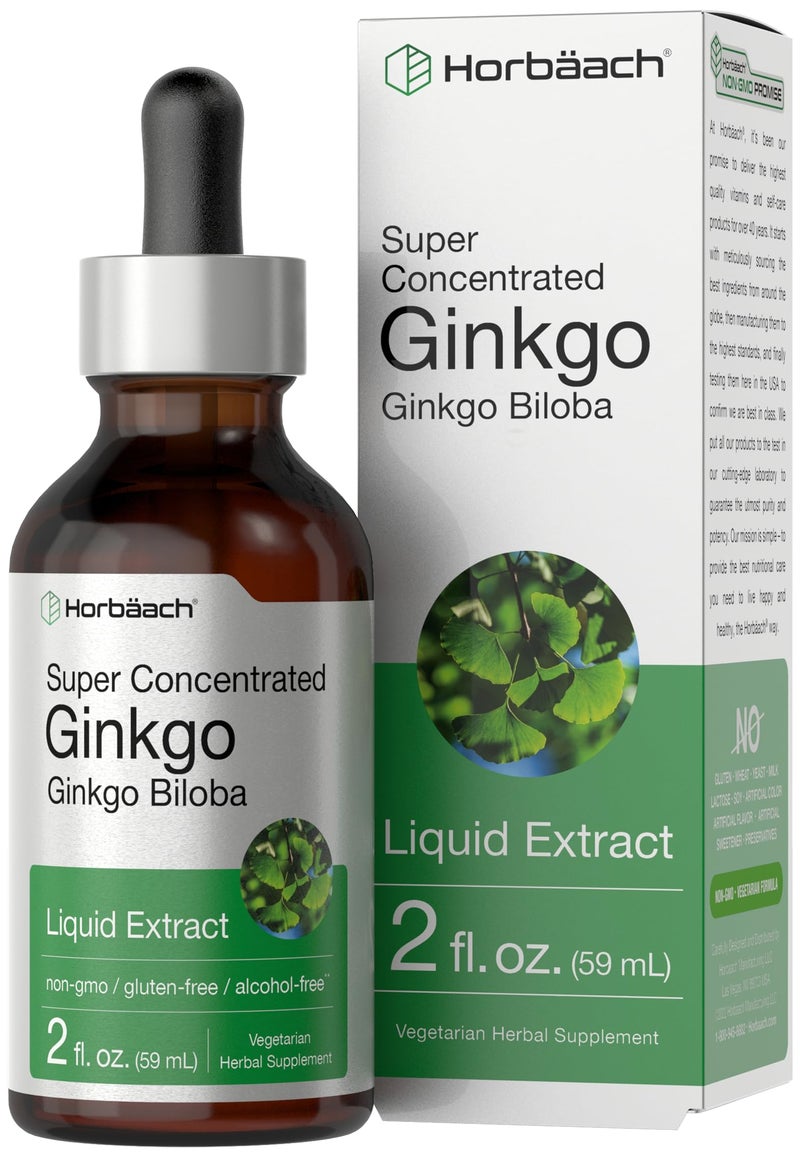 Horbach Ginkgo Biloba Extract Liquid 2 fl oz AlcoholFree Herb Supplement Vegetarian NonGMO Gluten Free