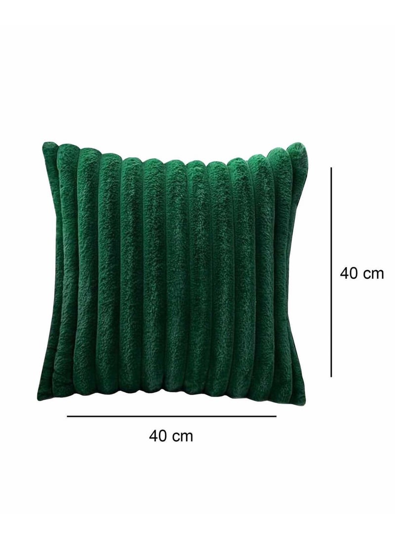 طقم وسادتين مخملية ناعمة – وسائد ديكورية 40×40 سم، باللون الأخضر - Image 3