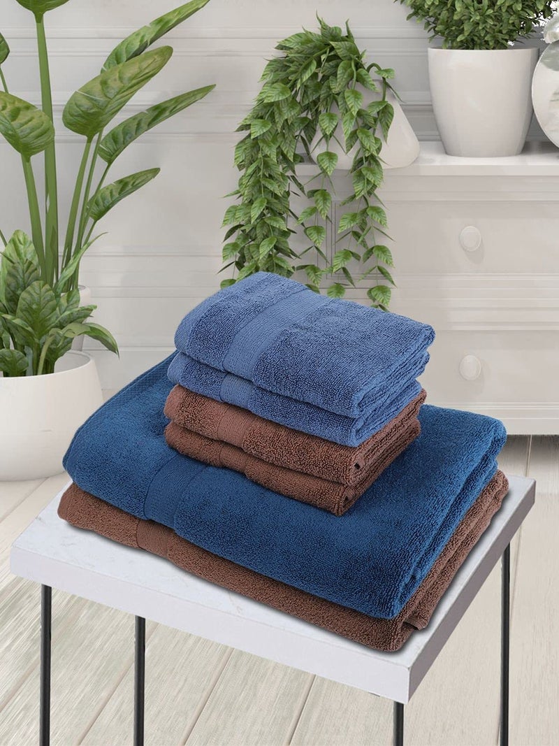 BIANCA 6pc Ultra Soft Zero Twist 100 Cotton Towel 2pc Bath 4pc Hand Paradiso Super Absorbent Fluffy AeroCore Organic Technology for Men Women Gym Kitchen SolidNavyChocolate - Image 1