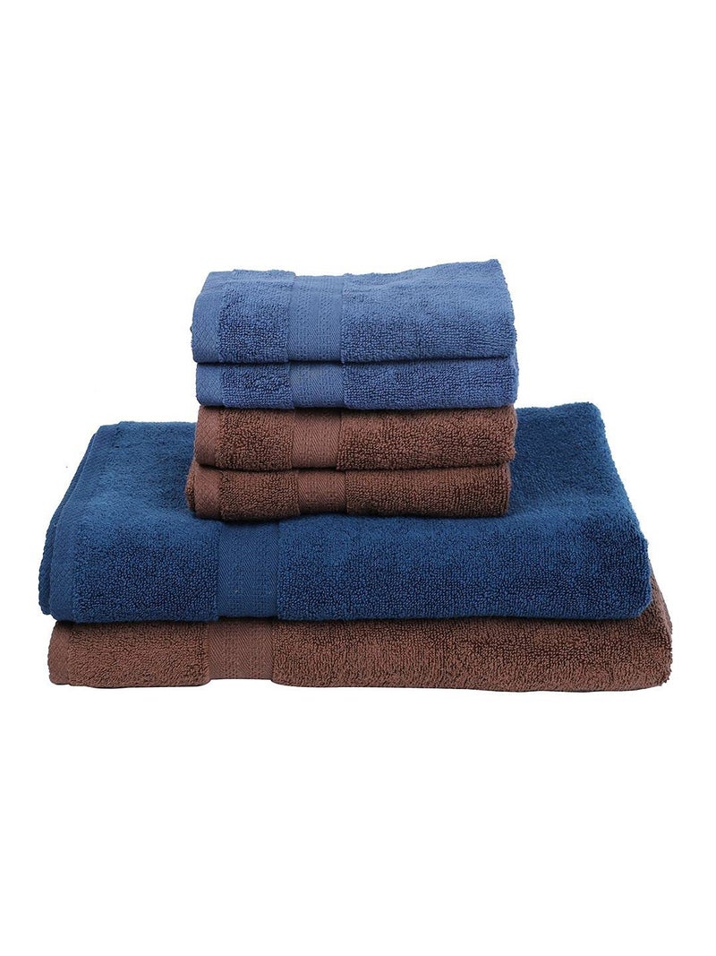 BIANCA 6pc Ultra Soft Zero Twist 100 Cotton Towel 2pc Bath 4pc Hand Paradiso Super Absorbent Fluffy AeroCore Organic Technology for Men Women Gym Kitchen SolidNavyChocolate - Image 2
