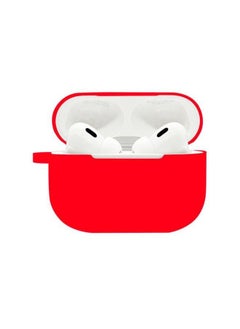 Suitable For Airpods Pro2 Protective Case Silicone Airpods4 Apple Wireless Bluetooth Headset Case-Color:Red (with Hanging Ears 1.2mm)-Applicable Models:Airpods Naked