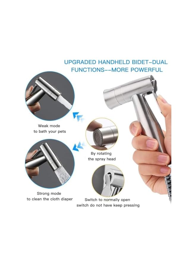 The Bros Handheld Bidet Sprayer for Toilet, Dual Mode Spray Head (Jet/Soft) Baby Cloth Diaper Sprayer Bidet for Toilet Stainless Steel Bathroom Hand Held Muslim Shattaf (Bidet Sprayer Head Only) - Image 2