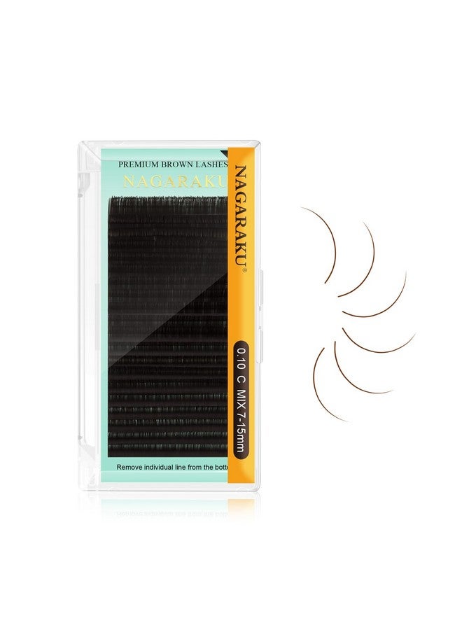 NAGARAKU Eyelash Extensions Dark Brown Color 0.10Mm C Curl 7 15Mm Mix Tray Individual Lashes Classic Faux Mink Volume 20 Rows Soft Light - Image 1