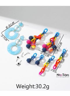 MissTiara S925 silver needles earrings suitable for summer beach super hot collection acrylic handmade trendy candy color earrings set for girls and ladies  - Image 2