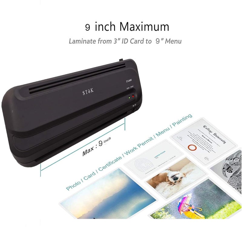 SToK (ST-LA4M) آلة الترقق المدمجة - مثالية لمشاريع الطلاب، الصور، بطاقات الهوية، وأكثر | جهاز ترقيق أسود بعرض 9 بوصة (ضمان خارجي لمدة سنة) - Image 4