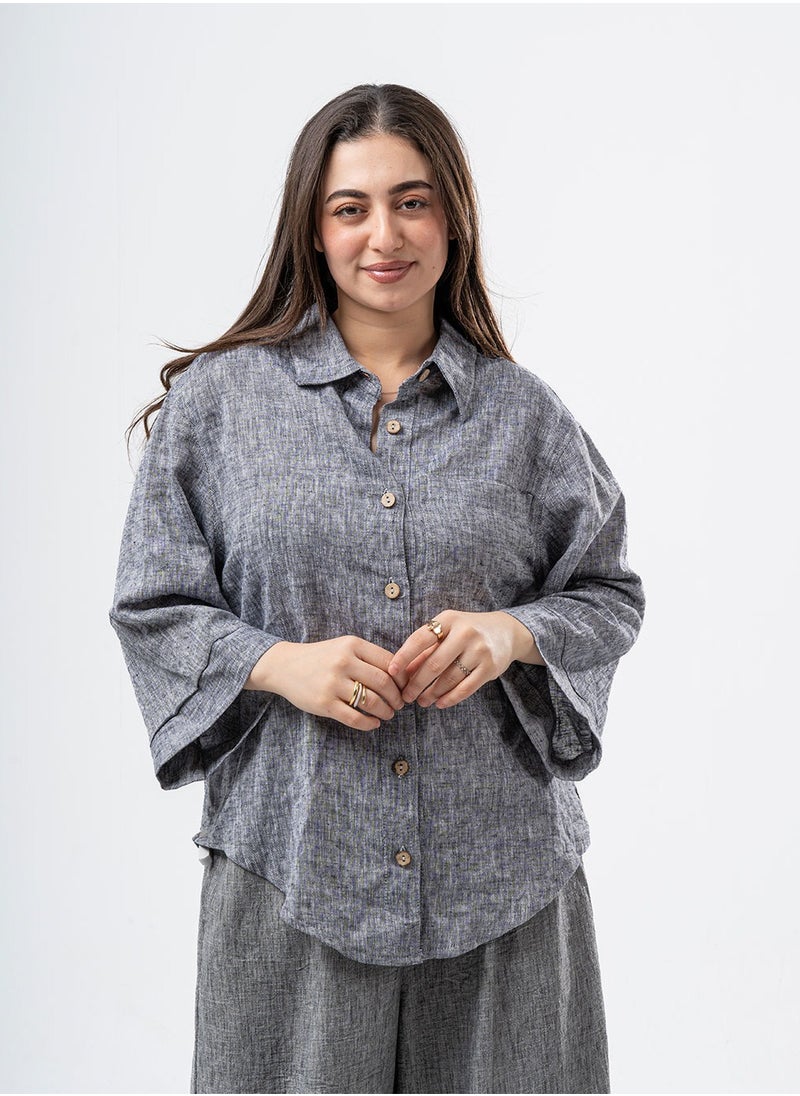 Arafa - flowy Linen Blouse relaxed fit - Image 1