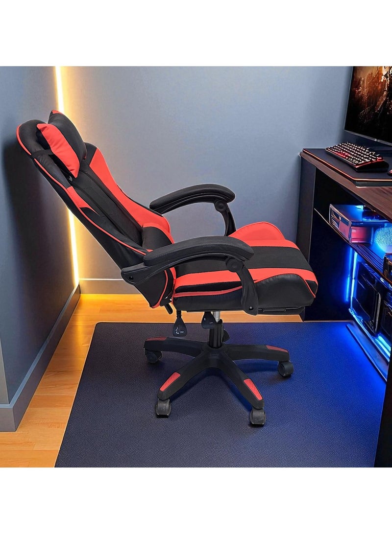مفروشات صابر واخوانه (ذ.م.م) SBF Gaming Chair with Footrest – High Back PU Leather Ergonomic Office Desk Chair with Adjustable Height, Reclining Backrest, Headrest & Lumbar Support – Swivel Computer Gaming Chair, Red Black - Image 5