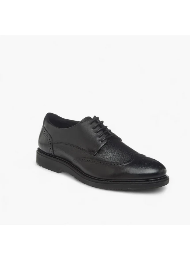 DUCHINI Men's Textured Derby Shoes with Lace-Up Closure