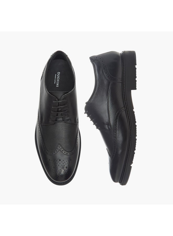 DUCHINI Men's Textured Derby Shoes with Lace-Up Closure  - Image 1