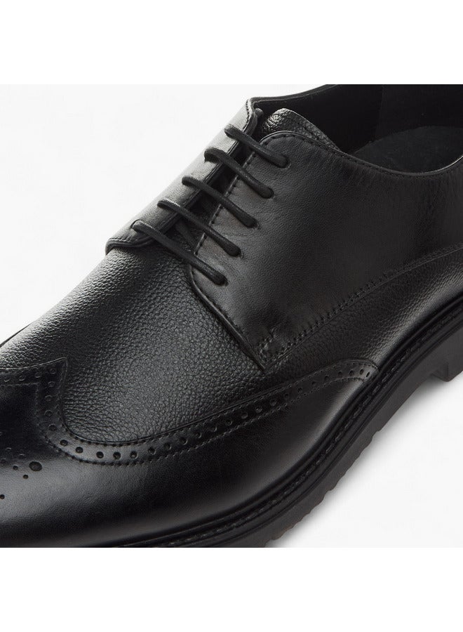 DUCHINI Men's Textured Derby Shoes with Lace-Up Closure  - Image 4