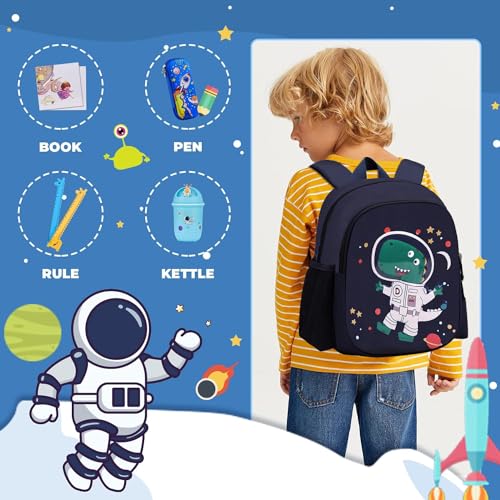 Frantic Waterproof Polyester 26 L 2 Compartment School Backpack With Pencil/Staionery Pouch School Bag Class 1 to 8 Daypack Picnic Bag For School Going Boys & Girls(BK_Blue_Star_Dinosaur_24_B) - Image 2