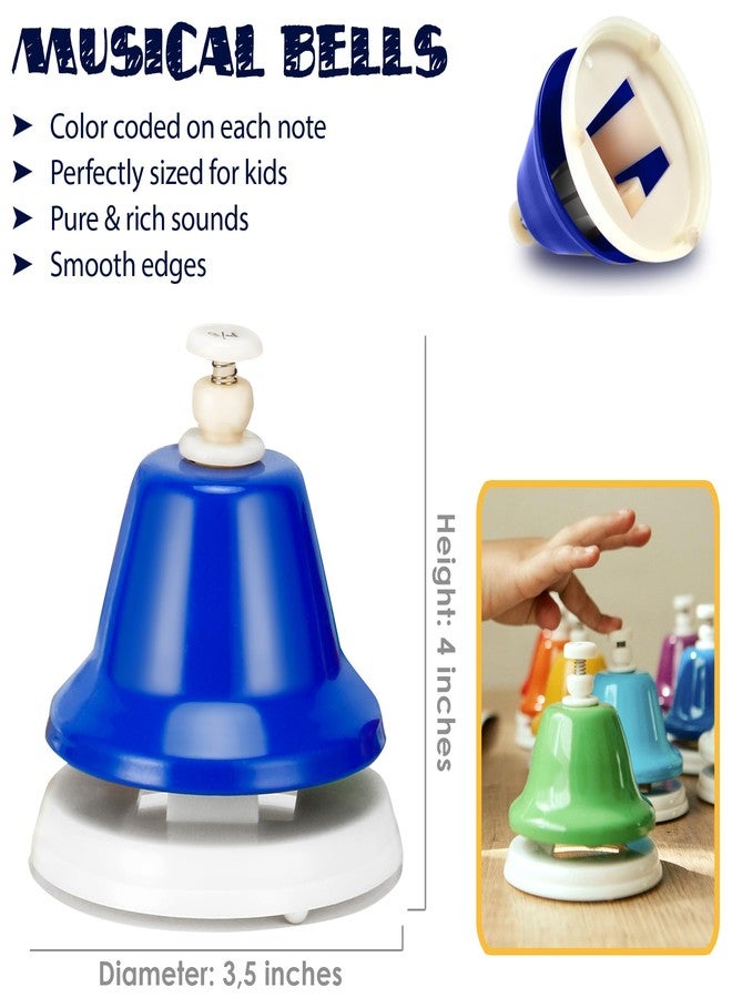 MINIARTIS Desk Bells for Kids | Educational Music Toys for Toddlers 8 Notes Colorful Hand Bells Set | Kids Musical Instrument with 15 Songbook | Great Birthday Gift for Children - Image 4