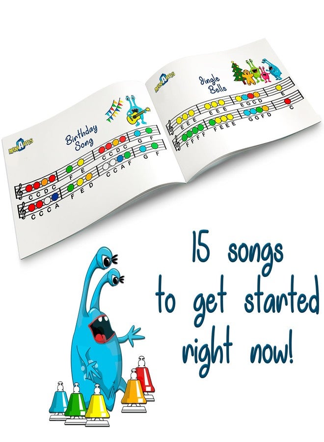 MINIARTIS Desk Bells for Kids | Educational Music Toys for Toddlers 8 Notes Colorful Hand Bells Set | Kids Musical Instrument with 15 Songbook | Great Birthday Gift for Children - Image 5