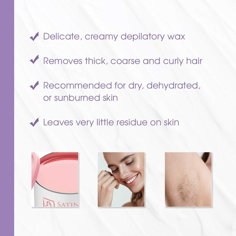 Satin Smooth Deluxe Cream Hair Removal Wax - Soft Wax for Face & Body, Professional Waxing for Sensitive Skin, Thick & Curly Hair, 14 oz, 1-Pack - Image 4