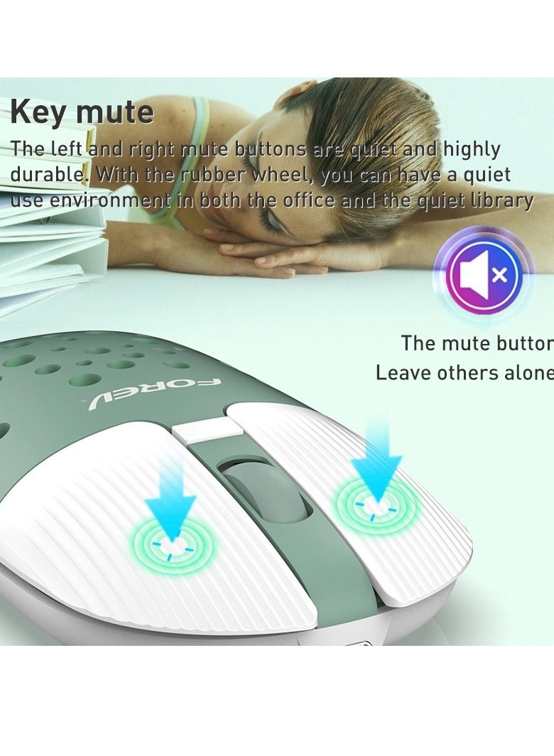 Forev Wireless mouse, FV-T398 dual-mode Bluetooth with 2.4G+Type C cable, 1200Dpi RGB muted colorful lights for computer and laptop, personal and office use, ergonomic design, elegant and bright colors  - Image 3