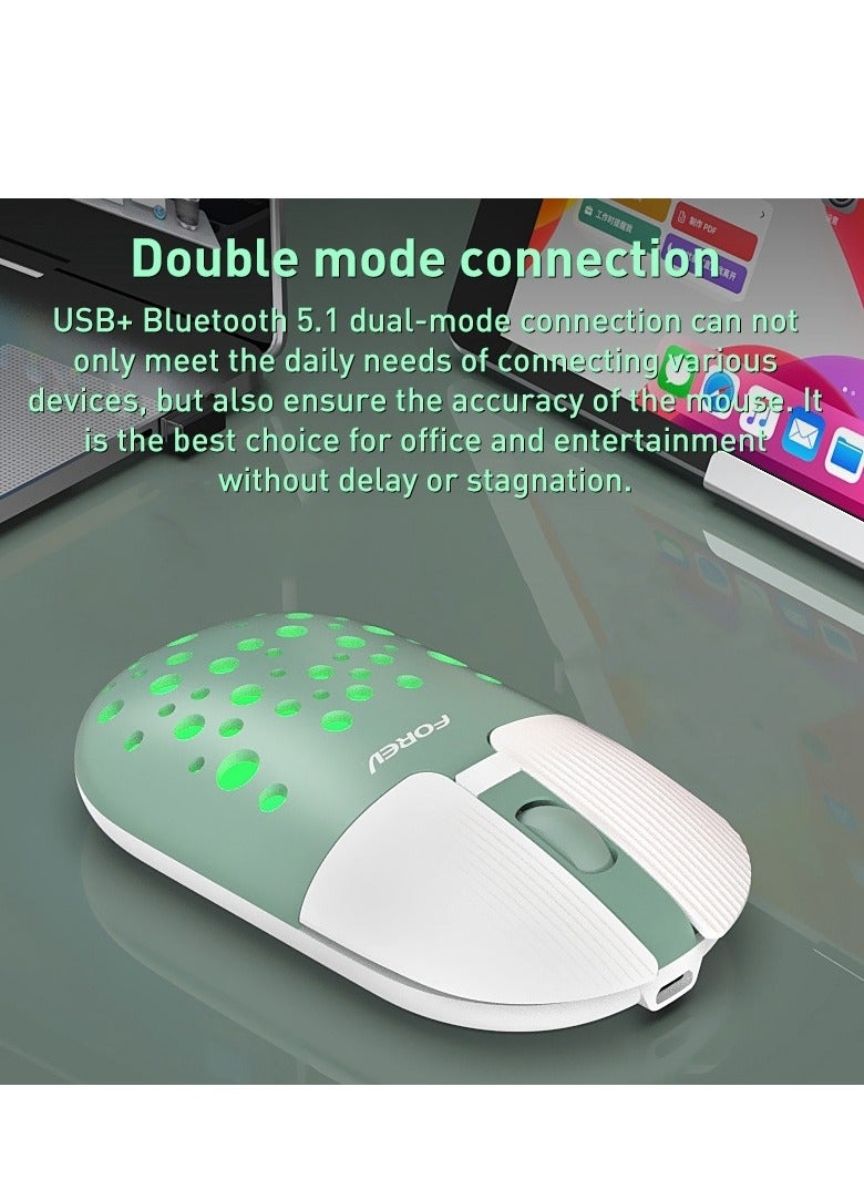 Forev Wireless mouse, FV-T398 dual-mode Bluetooth with 2.4G+Type C cable, 1200Dpi RGB muted colorful lights for computer and laptop, personal and office use, ergonomic design, elegant and bright colors  - Image 2