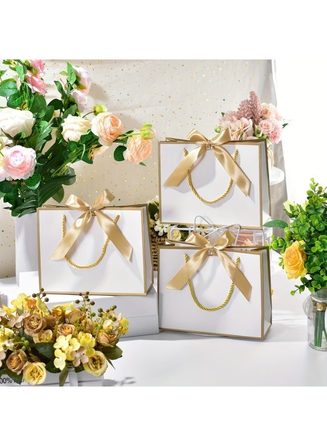 مجموعة من 8 قطع من أكياس الهدايا الورقية والبطاقات - 4 أكياس هدايا مع شرائط + 4 بطاقات تهنئة لأعياد الميلاد وحفلات الزفاف وحفلات الزفاف وحفلات عيد الحب وحفلات رأس السنة الجديدة - Image 2