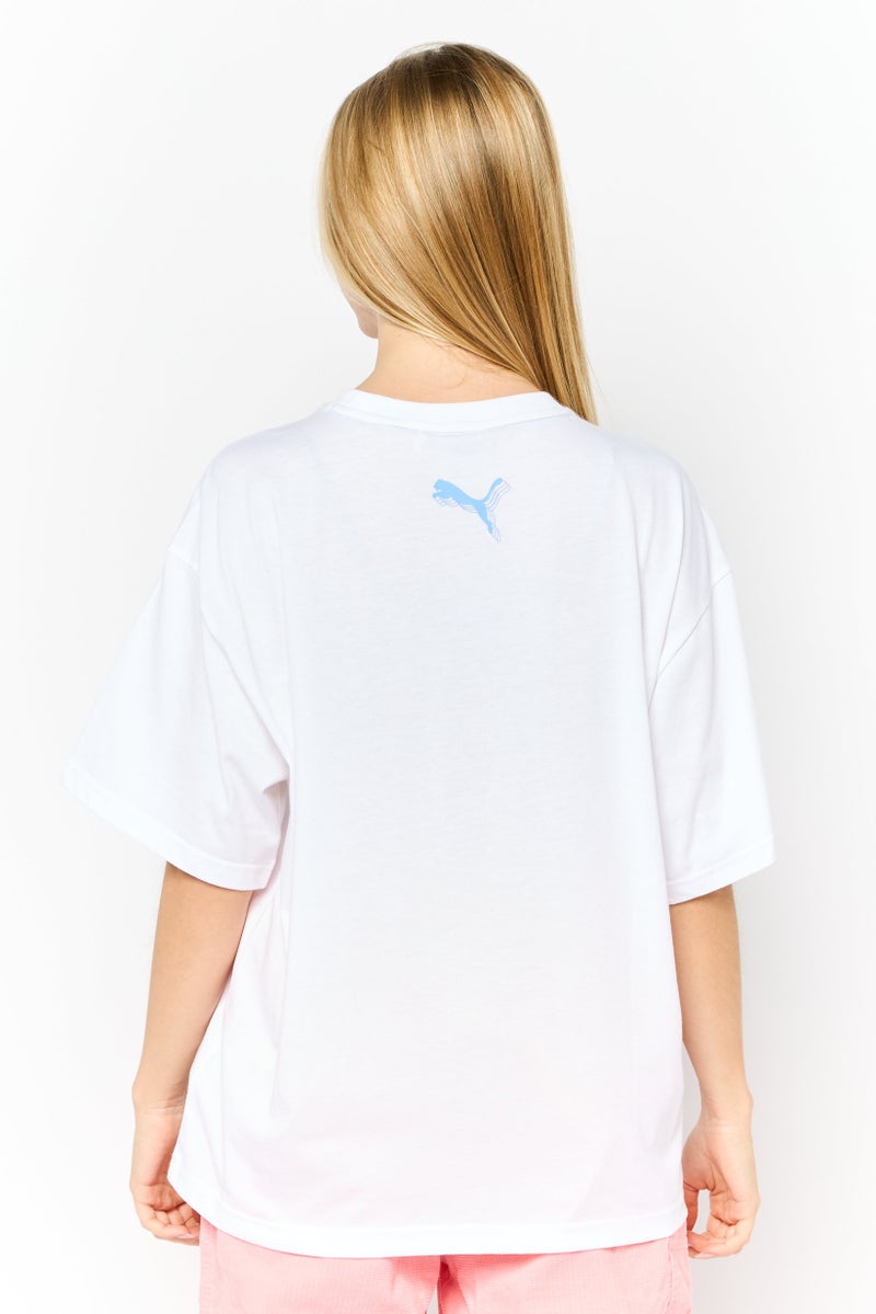 PUMA Women Sportswear Fit Short Sleeve Outdoor T Shirts, White Combo - Image 4