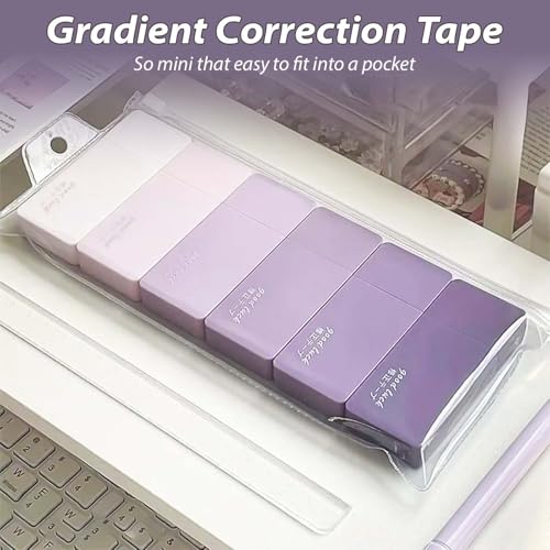 Homeaura Correction Tape Pack | 6 Pcs 12m x 5mm Correction Tape | Whitener Pen Whitener Tape for Journals | Whitener Correction | Correction Tape Refill | Tape Whitener Gradient Purple - Image 2