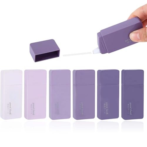 Homeaura Correction Tape Pack | 6 Pcs 12m x 5mm Correction Tape | Whitener Pen Whitener Tape for Journals | Whitener Correction | Correction Tape Refill | Tape Whitener Gradient Purple - Image 1