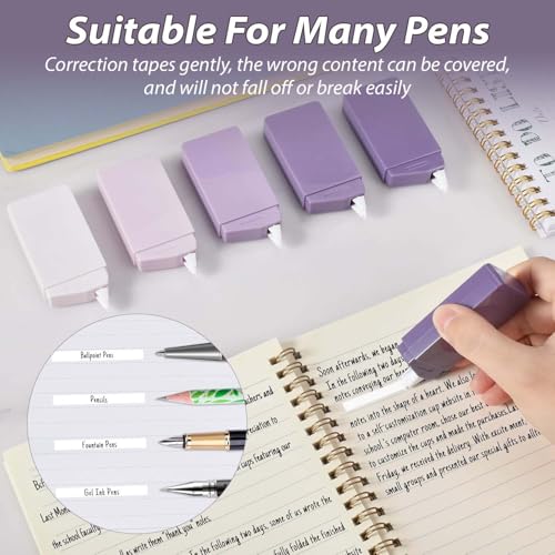 Homeaura Correction Tape Pack | 6 Pcs 12m x 5mm Correction Tape | Whitener Pen Whitener Tape for Journals | Whitener Correction | Correction Tape Refill | Tape Whitener Gradient Purple - Image 5