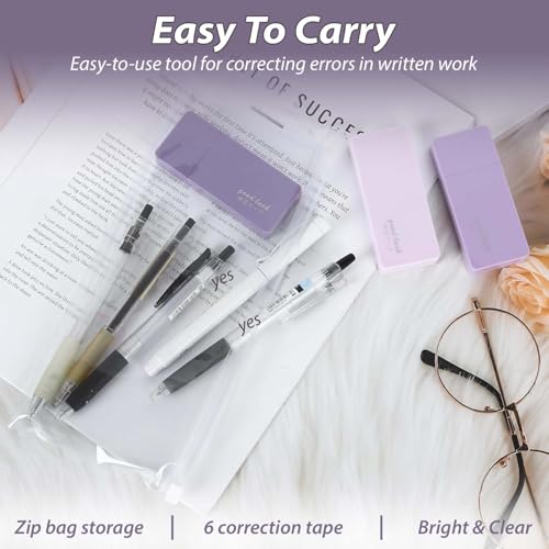 Homeaura Correction Tape Pack | 6 Pcs 12m x 5mm Correction Tape | Whitener Pen Whitener Tape for Journals | Whitener Correction | Correction Tape Refill | Tape Whitener Gradient Purple - Image 4