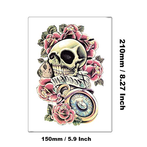 Ooopsiun 10 Sheets Large Arm Temporary Tattoos For Men Adults, Skull Skeleton Fake Arm Tattoo stickers Halloween Day of the Dead - Image 5