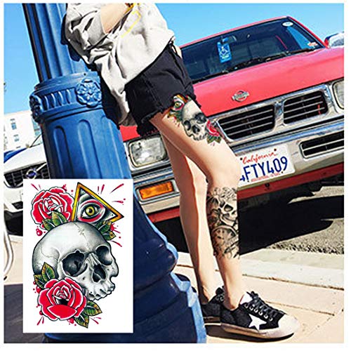 Ooopsiun 10 Sheets Large Arm Temporary Tattoos For Men Adults, Skull Skeleton Fake Arm Tattoo stickers Halloween Day of the Dead - Image 4