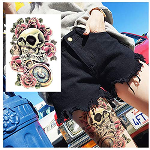 Ooopsiun 10 Sheets Large Arm Temporary Tattoos For Men Adults, Skull Skeleton Fake Arm Tattoo stickers Halloween Day of the Dead - Image 3
